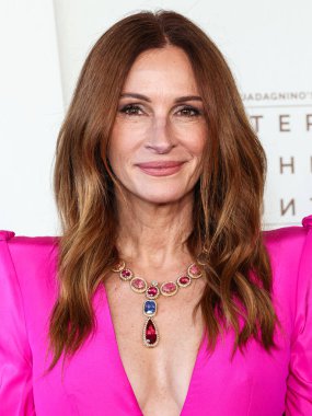 Greta Constantine elbisesi giyen Julia Roberts, 4 Ekim 2025 'te Akademi Film Müzesi' ndeki David Geffen Tiyatrosu 'nda düzenlenen' After the Hunt 'adlı Amazon MGM Stüdyolarının Los Angeles Özel Gösterimi' ne geldi.