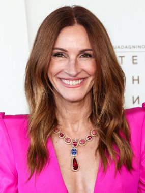 Greta Constantine elbisesi giyen Julia Roberts, 4 Ekim 2025 'te Akademi Film Müzesi' ndeki David Geffen Tiyatrosu 'nda düzenlenen' After the Hunt 'adlı Amazon MGM Stüdyolarının Los Angeles Özel Gösterimi' ne geldi.