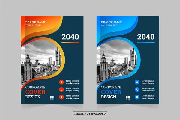 Şehir arkaplanı yıllık ticari kitap kapağı tasarım şablonu a4 