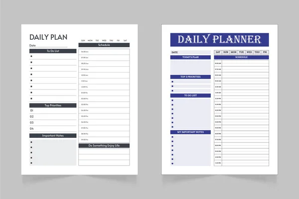 Yazdırılabilir günlük planlama sayfası şablonu. Boş beyaz not defteri sayfası.