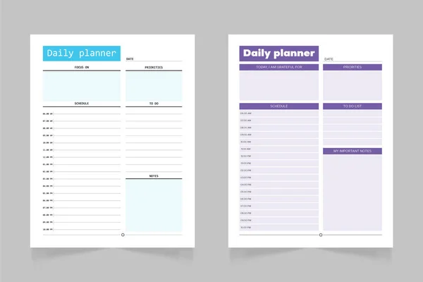 Minimalist günlük planlama sayfası şablonu. Boş beyaz not defteri sayfası.  