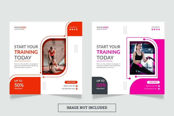 Spor salonu ve spor salonu sosyal medya tasarım şablonu 