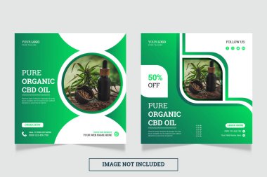 Cbd doğal kenevir yağı sosyal medya ve web pankart şablonu 