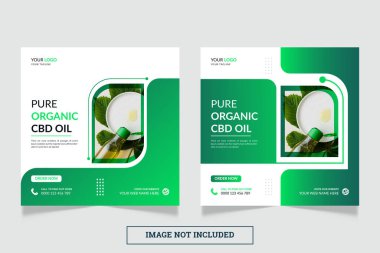 Cbd doğal kenevir yağı sosyal medya ve web pankart şablonu 