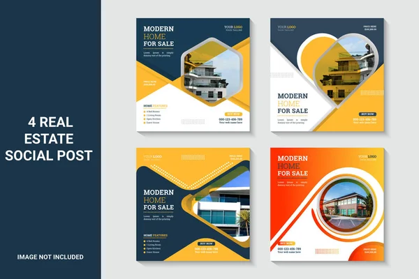 Gayrimenkul satışı için sosyal paylaşım ilanı veya web afişi şablonu seti