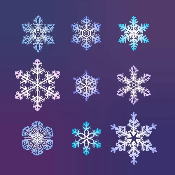 Set Copos Nieve Navidad Diseño Vector Eps — Archivo Imágenes Vectoriales