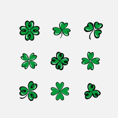 Decorative Ireland green clover set EPS 10