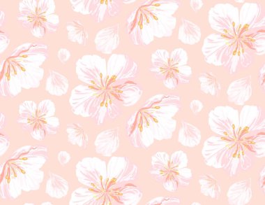 Cherry blossom pink seamless pattern EPS 10