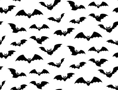 Şeffaf arkaplan EPS 10 üzerindeki komik yarasalar pürüzsüz desen