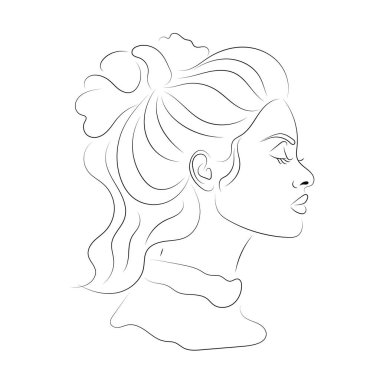 Şirin bir kadın. Vektör clipart, izole edilmiş arkaplan ile illüstrasyon.