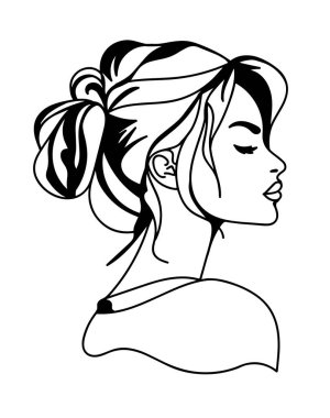 Şirin bir kadın. Vektör clipart, izole edilmiş arkaplan ile illüstrasyon.