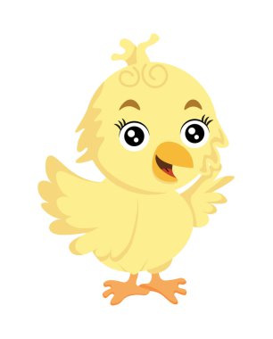 Küçük şirin çizgi film tavuğu. Vektör clipart, izole edilmiş arkaplan ile illüstrasyon.