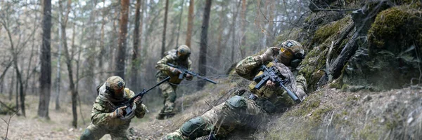 Three Mercenaries Clash Enemy Territory Special Operation Forest Soldiers Were Fotos De Stock Sin Royalties Gratis