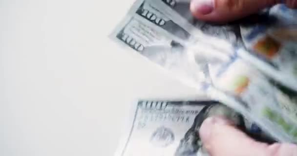 Top View Male Hands Counting Money 60Fps Footage — Stockvideo