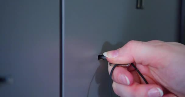 Female Hand Closes Safe Deposit Box Stock Footage Symbolizes Protection — Stock Video