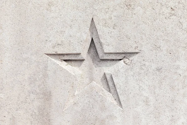 Detail Tvaru Hvězdy Vytesaný Betonové Stěny Šedé Štukové Pozadí — Stock fotografie