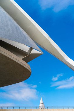 VALENCIA, İspanya - 07 Temmuz 2025: The Queen Sofia Palace of the Arts, mimar Calatrava tarafından tasarlanan cam ve beton bir bina. Valencia Sanat ve Bilim Şehri..
