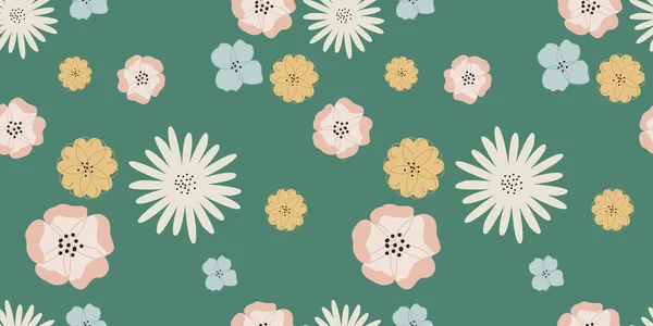 Seamless spring soft floral pattern. Easter flat vector pattern for fabric, textile, wrapping paper, cards ets. Spring flowers design.