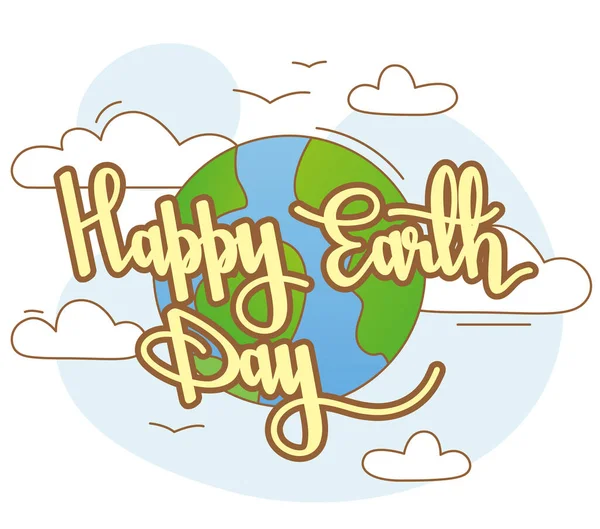 Gezegenimizi kurtarın. Dünya Çevre Günü ya da Dünya Günü konsepti. Üzerinde el yazısı olan vektör düz etiket çizimi. Poster, afiş, web sitesi, yer kartı, el ilanı.