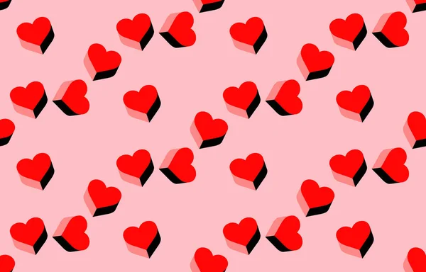 Seamless Romantic Pattern Hand Drawn Hearts Heart Trendy Background Ready — 스톡 벡터