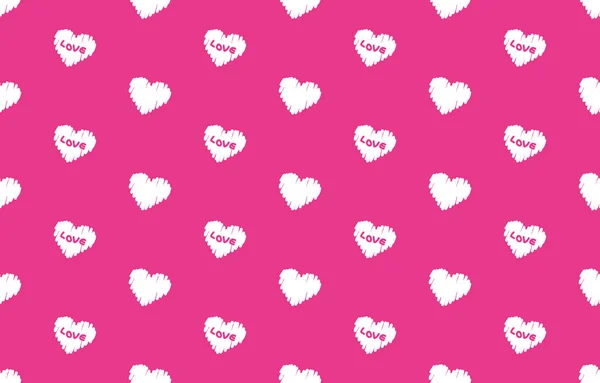 Seamless Romantic Pattern Hand Drawn Hearts Heart Trendy Background Ready — ストックベクタ