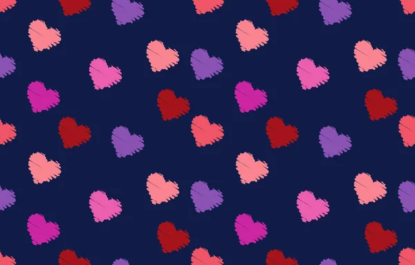 Seamless Romantic Pattern Hand Drawn Hearts Heart Trendy Background Ready — Vector de stock