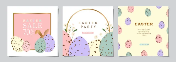 Happy Easter Set Sale Banery Social Media Kartki Okolicznościowe Plakaty — Wektor stockowy