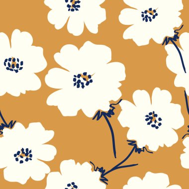 El çizimi çiçekler, kumaş, tekstil, giysi, ambalaj kağıdı, kapak, afiş, iç dekorasyon, soyut arka planlar için çiçekli desenler..