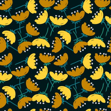 El çizimi çiçekler, kumaş, tekstil, giysi, ambalaj kağıdı, kapak, afiş, iç dekorasyon, soyut arka planlar için çiçekli desenler..