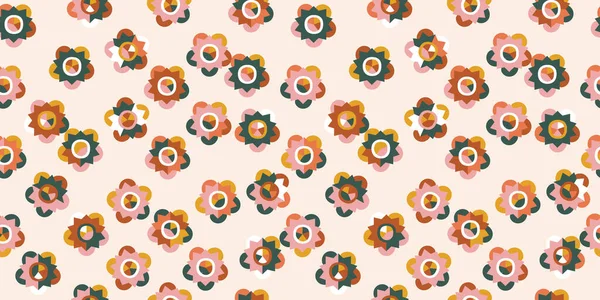 Geometrie Retro Květiny Bezešvé Vzory Pro Tkaniny Textilie Oděvy Balicí — Stockový vektor