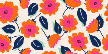 El çizimi çiçekler, kumaş, tekstil, giysi, ambalaj kağıdı, kapak, afiş, iç dekorasyon, soyut arka planlar için çiçekli desenler..