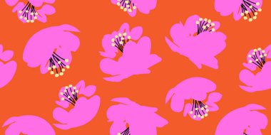 El çizimi çiçekler, kumaş, tekstil, giysi, ambalaj kağıdı, kapak, afiş, iç dekorasyon, soyut arka planlar için çiçekli desenler..