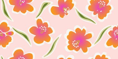 El çizimi çiçekler, kumaş, tekstil, giysi, ambalaj kağıdı, kapak, afiş, iç dekorasyon, soyut arka planlar için çiçekli desenler..