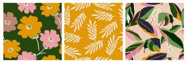 El çizimi çiçekler, kumaş, tekstil, giysi, ambalaj kağıdı, kapak, afiş, iç dekorasyon, soyut arka planlar için çiçekli desenler..