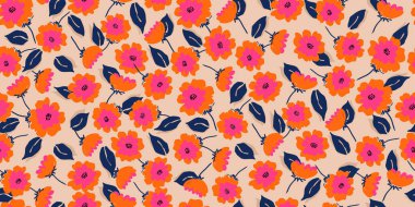 Tropik çiçek desenleri pürüzsüz, çiçek açan siluet, el yapımı botanik, bahar ve yaz zamanı için çiçek yaprağı, tekstil, kumaş, duvar kağıdı, arka plan tasarımı için doğal süsler..