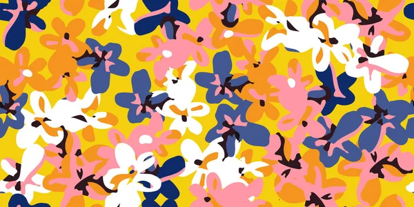 Ручні Квіти Безшовні Візерунки Квіткою Тканини Текстилю Одягу Обгорткового Паперу — стоковий вектор