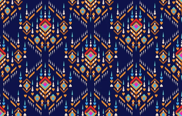 Ethnische Muster Ikat Nahtlos Stammesafrikanische Indische Traditionelle Stickerei Vektor Hintergrund — Stockvektor