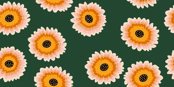 Kézzel Húzott Virágok Varrat Nélküli Minták Virág Szövet Textil Ruházat — Stock Vector