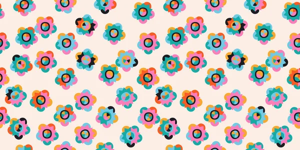 Retro Geometryczne Kwiaty Bezszwowe Wzory Tkanin Tekstyliów Odzieży Papieru Pakowego — Wektor stockowy