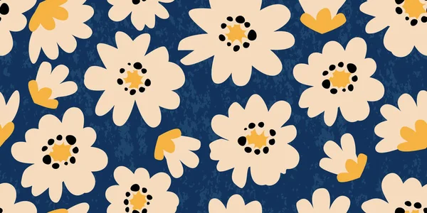 手描きの花 包装紙 カバー バナー インテリア装飾 抽象的な背景のための花とシームレスなパターン — ストックベクタ