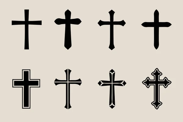 Dekoracyjny Krucyfiks Religijny Katolicki Symbol Krzyże Chrześcijańskie Cerkiew Prawosławna Krzyż — Wektor stockowy