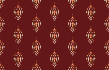 Etnik soyut ikat sanatı. Kabilede kusursuz desen, halk nakışı ve Meksika tarzı. Aztek geometrik sanat süsü baskısı. Halı, duvar kağıdı, giysi, ambalaj, kumaş, kapak, tekstil için tasarım.