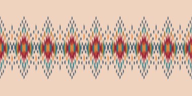 Etnik soyut ikat sanatı. Kabilede kusursuz desen, halk nakışı ve Meksika tarzı. Aztek geometrik sanat süsü baskısı. Halı, duvar kağıdı, giysi, ambalaj, kumaş, kapak, tekstil için tasarım.