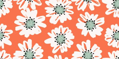 El çizimi çiçekler, kumaş, tekstil, giysi, ambalaj kağıdı, kapak, afiş, iç dekorasyon, soyut arka planlar için çiçekli desenler..