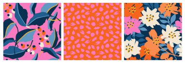 El çizimi çiçekler, kumaş, tekstil, giysi, ambalaj kağıdı, kapak, afiş, iç dekorasyon, soyut arka planlar için çiçekli desenler..