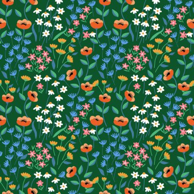 El çizimi çiçekler, kumaş, tekstil, giysi, ambalaj kağıdı, kapak, afiş, iç dekorasyon, soyut arka planlar için çiçekli desenler..