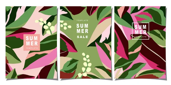 Sommar Mall Set För Affisch Kort Omslag Etikett Banner Modern — Stock vektor