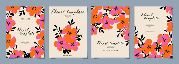 Floral Template Set Για Poster Κάρτα Εξώφυλλο Label Banner Μοντέρνο — Διανυσματικό Αρχείο