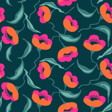 El çizimi çiçekler, kumaş, tekstil, giysi, ambalaj kağıdı, kapak, afiş, iç dekorasyon, soyut arka planlar için çiçekli desenler..