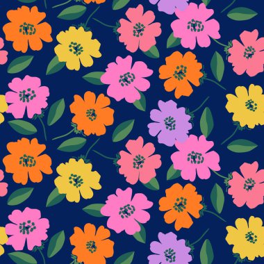 El çizimi çiçekler, kumaş, tekstil, giysi, ambalaj kağıdı, kapak, afiş, iç dekorasyon, soyut arka planlar için çiçekli desenler..